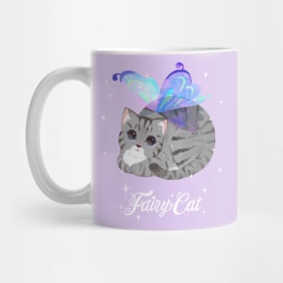 Grey Tabby Fairy Cat (with white text) Mug